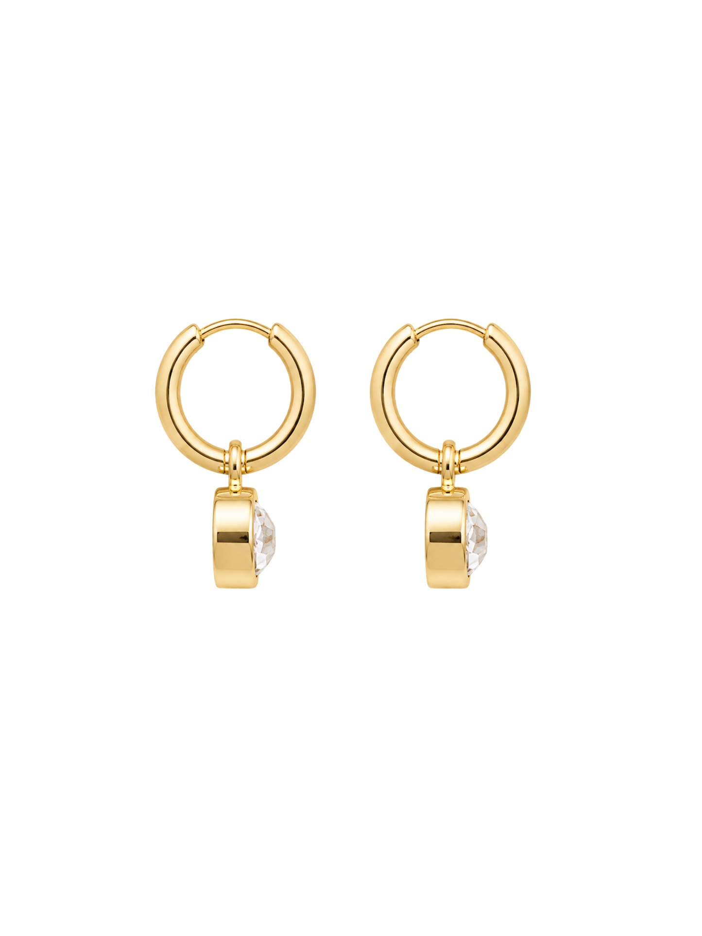 Baby Bezel Earrings in Gold
