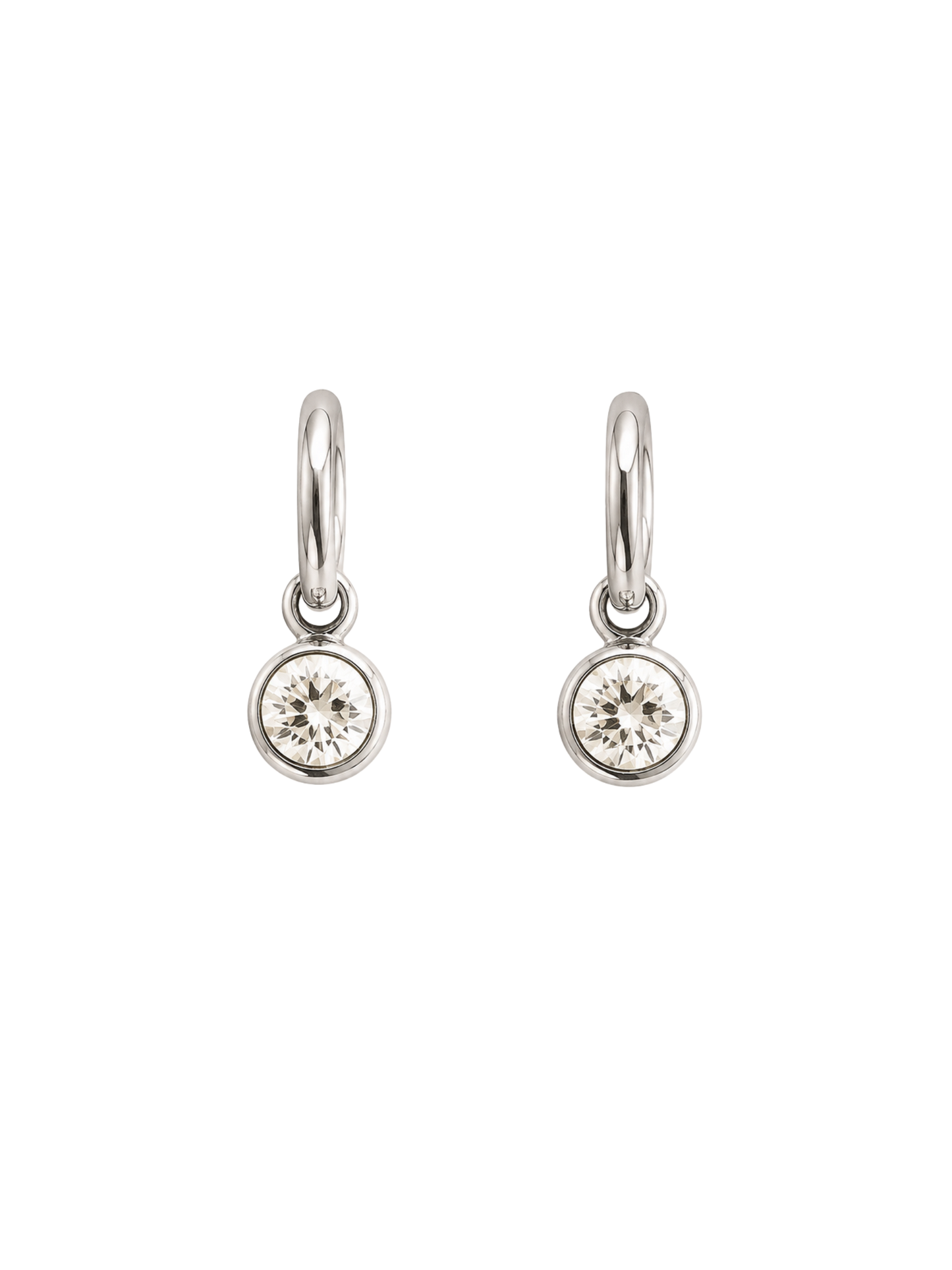 Baby Bezel Earrings in Silver