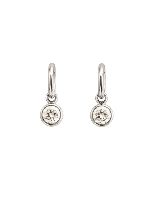 Baby Bezel Earrings in Silver