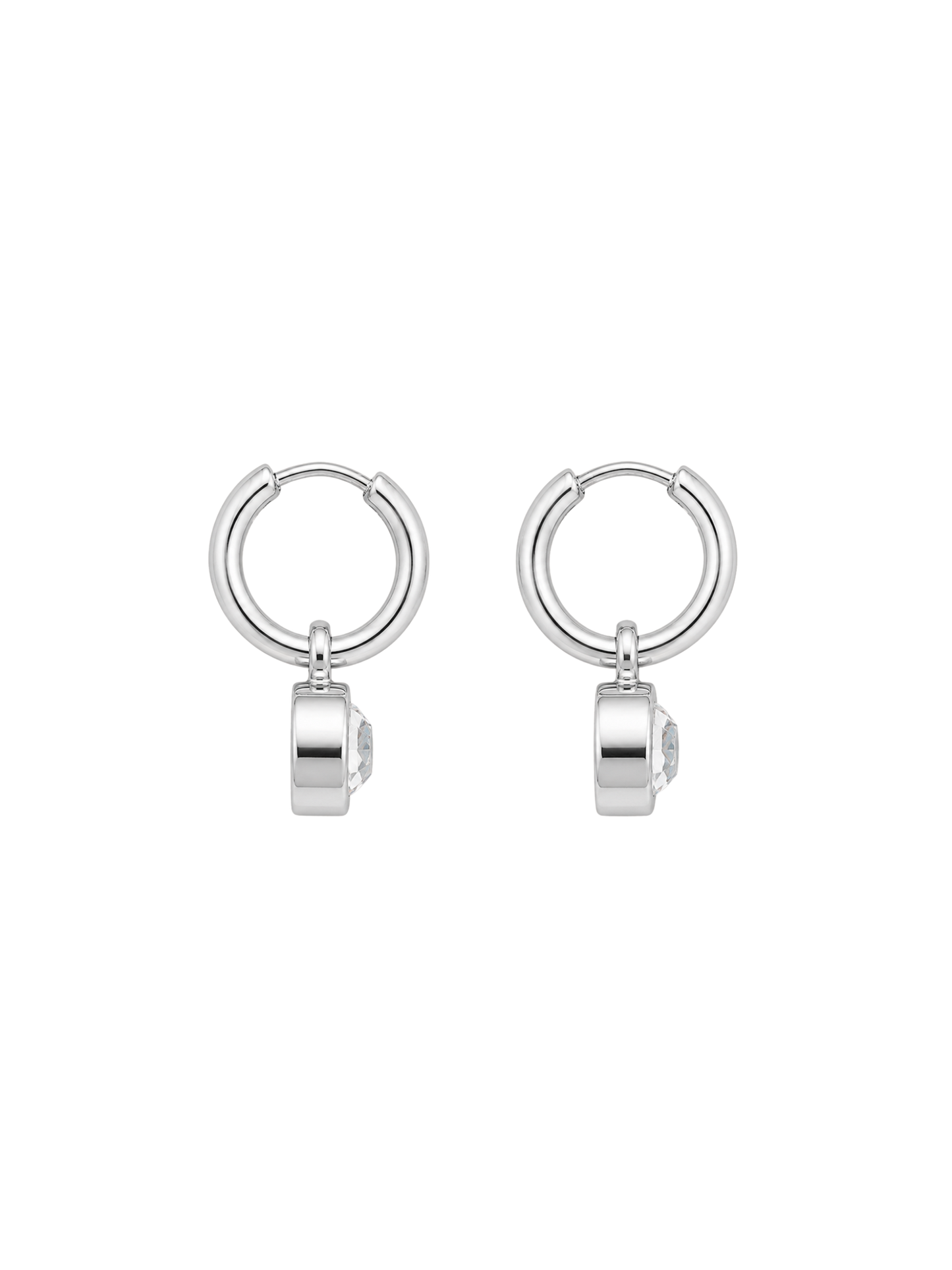 Baby Bezel Earrings in Silver