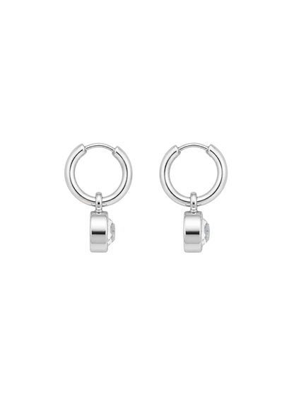 Baby Bezel Earrings in Silver
