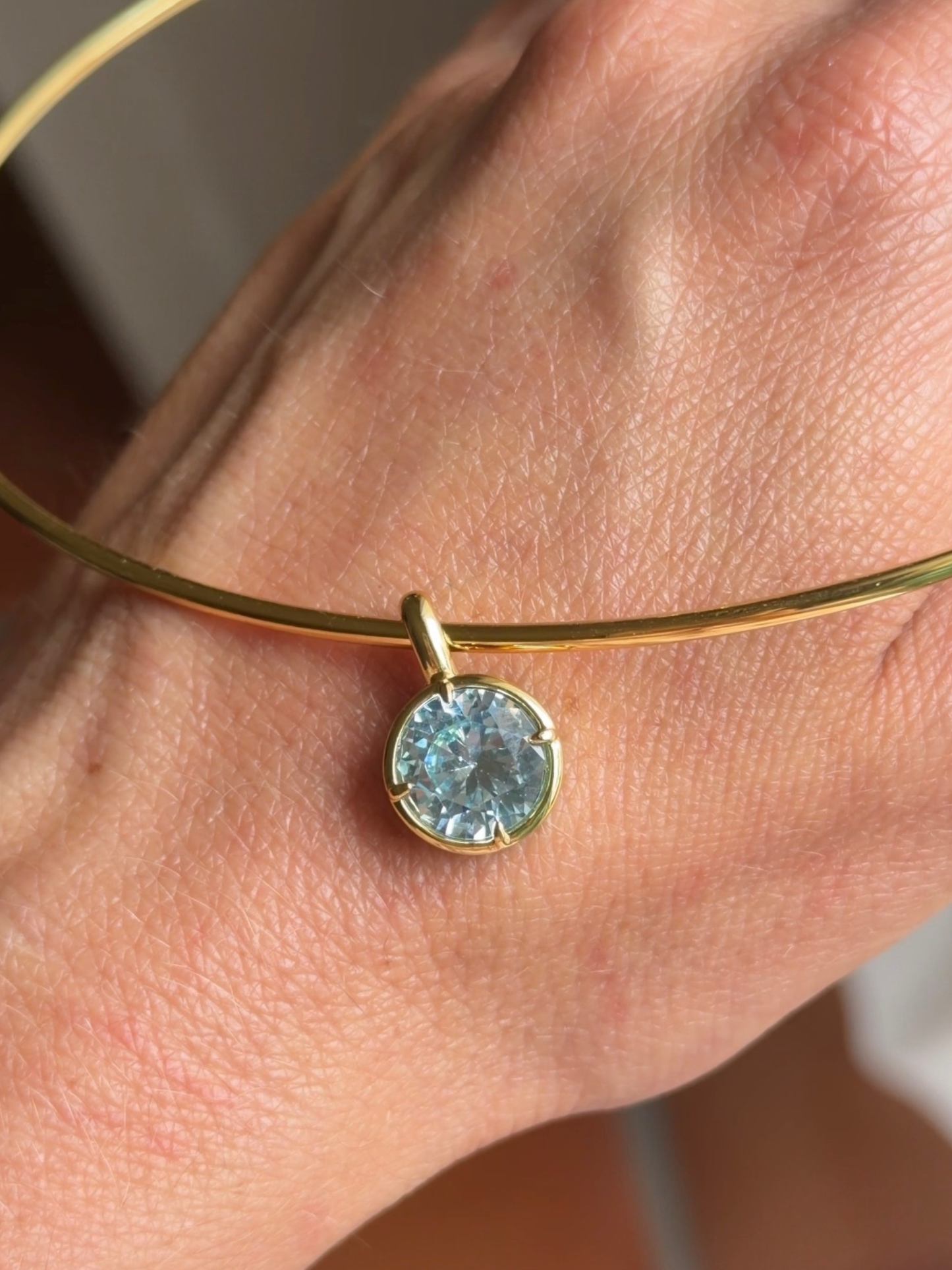 Big Baby Bezel Necklace in Aqua