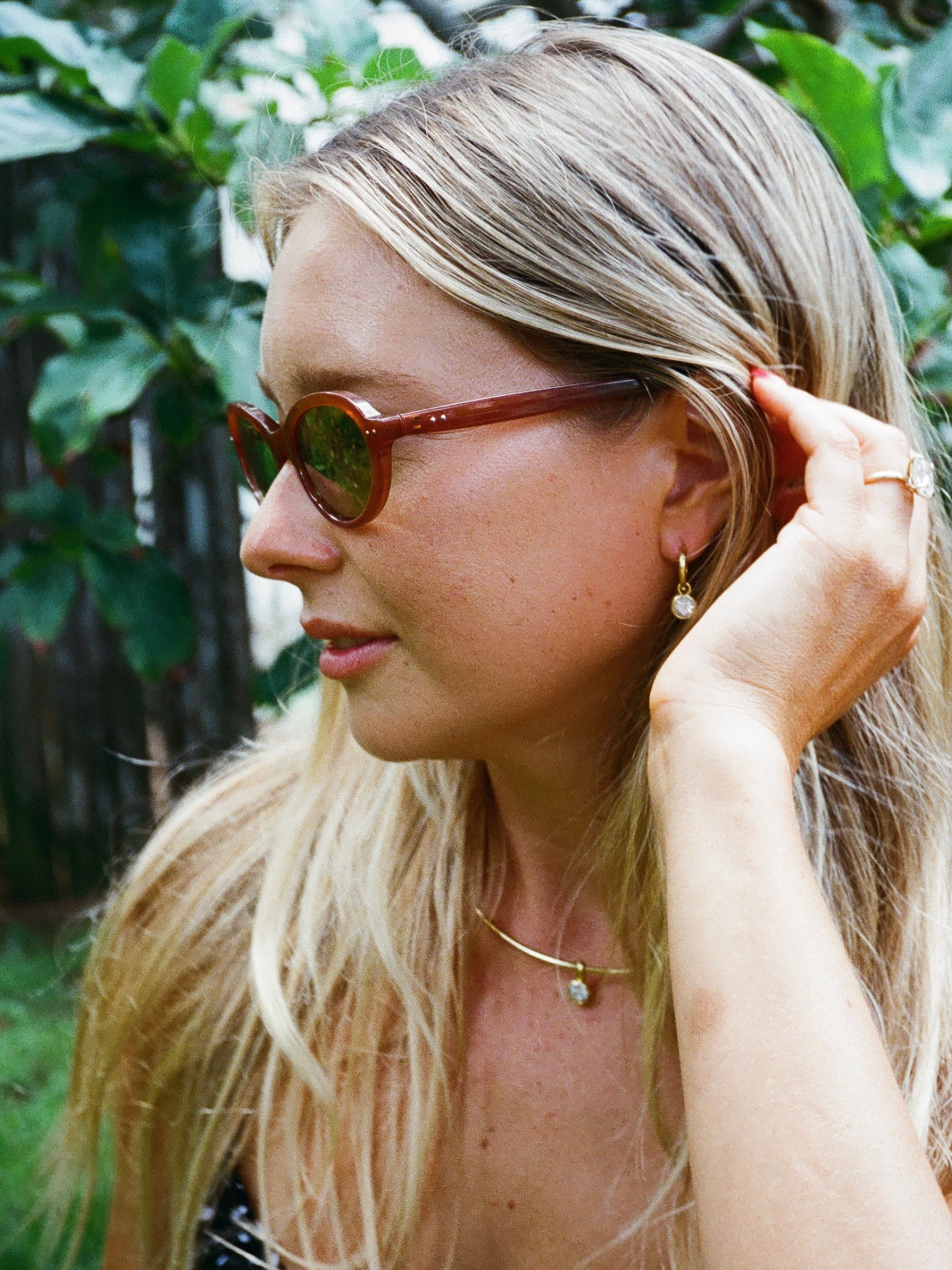 Baby Bezel Earrings in Gold
